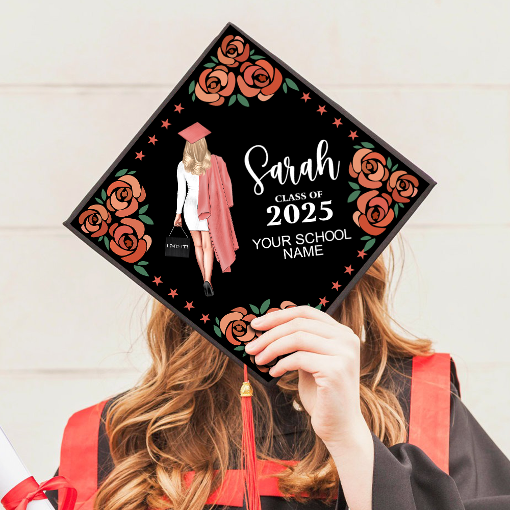 Personalized I Did It Floral Cap Topper, 2025 Graduation Keepsake Gift