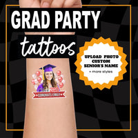 Thumbnail for Personalized Congrats Class of 2025 Glitter Balloons Graduation Party Tattoos FC