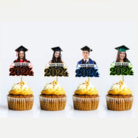 Thumbnail for Custom Face With Name 2024 Photo Graduation Cupcake Toppers, Graduation Party Decorations FC