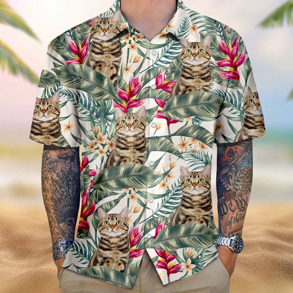 Custom Hawaii In The Air Face Photo Men's Hawaiian Shirt, Gift For Pet Lover AI