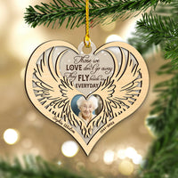 Thumbnail for Personalized Wooden & Acrylic Layered Ornament - Christmas Memorial Gift For Family - Multicolor Angel Wings Heart Photo AC
