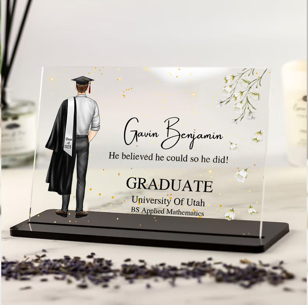 Custom Class of 2024 Graduate Acrylic Plaque With Black Stand, Graduation Gift FC