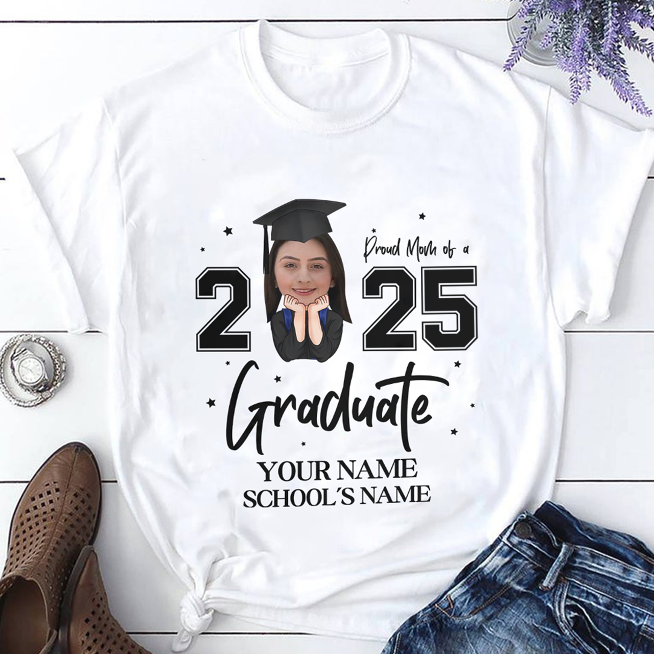 Personalized Proud Of Girl Senior Class Of 2025 Graduation T-shirt, Grad Gift