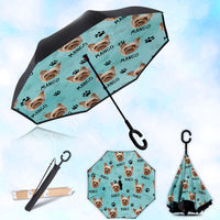 Thumbnail for Custom Dog Cat Photo With Name Windproof Reverse Upside Down C-Handle Double Layer Umbrella, Pet Lover Gift JonxiFon