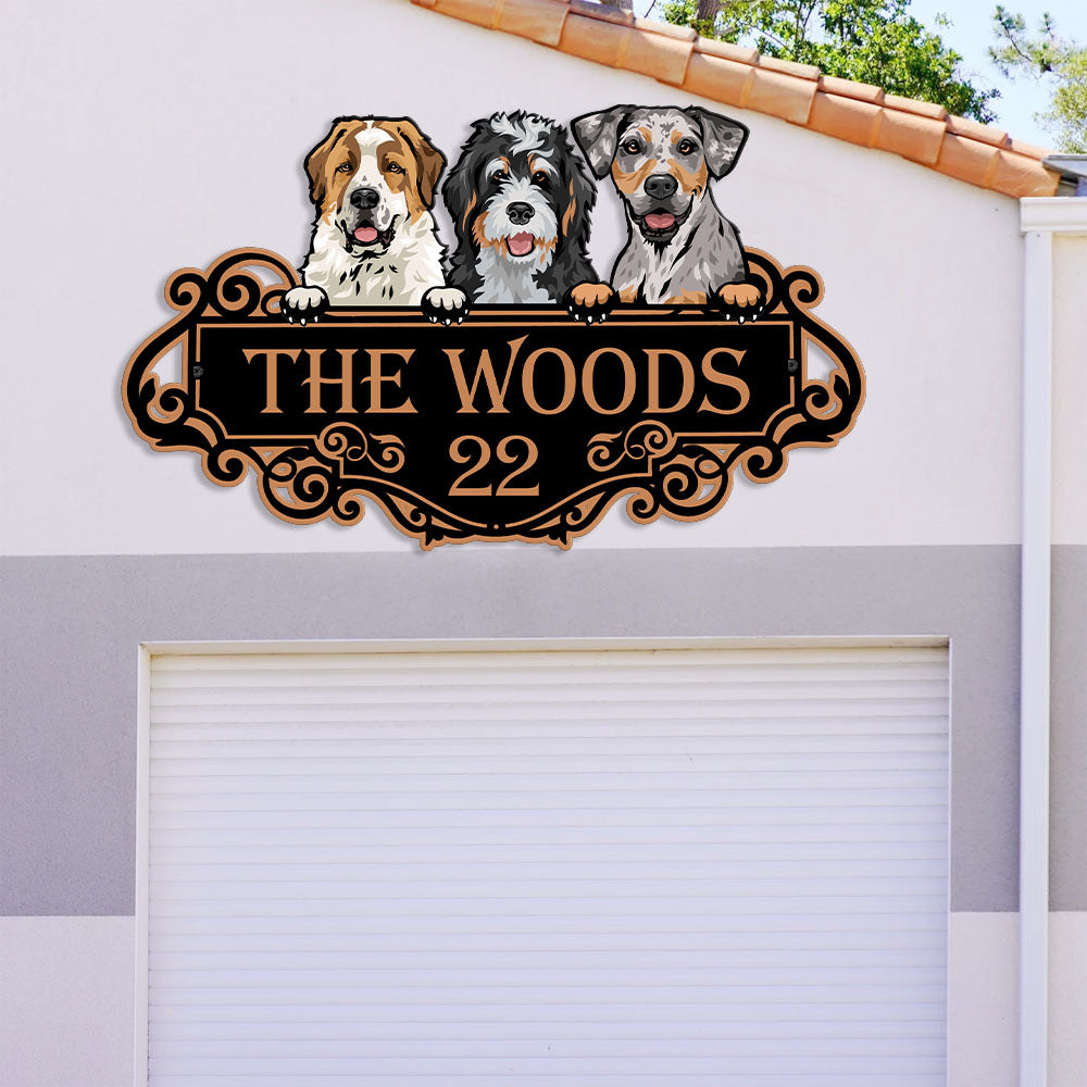 Personalized Metal Sign - Gift For Pet Lover - Colorful Address With Family Name Monogram Sign Geargag