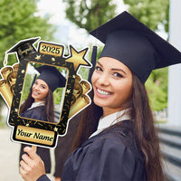 Thumbnail for Custom Certificate & Star Photo Graduation Face Fans With Wooden Handle, Gift For Graduation Party