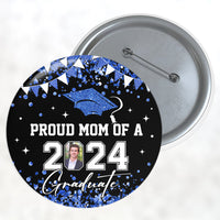 Thumbnail for Personalized Proud Family 2024 Graduation Glitter Color Pin Button Badge, Graduation Gift