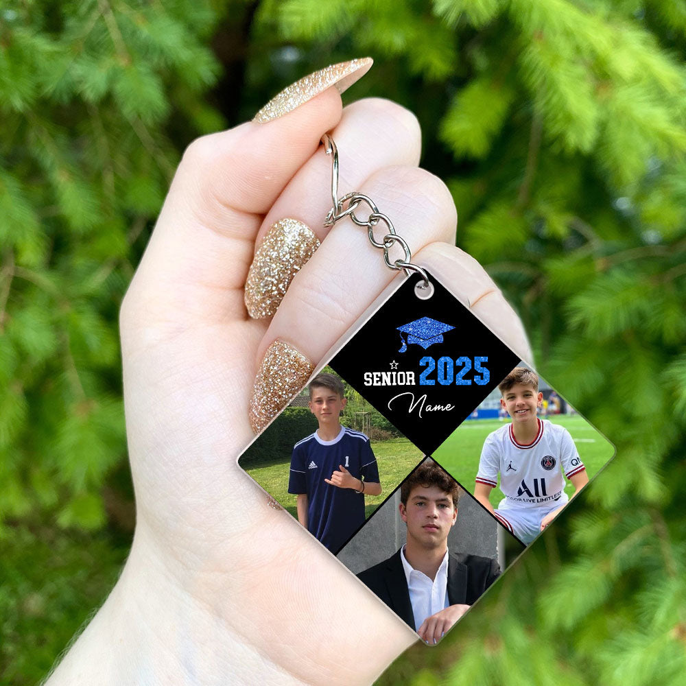 Personalized Graduation Cap Shaped Keychain With Growing-Up Photos, A Unique Graduation Keepsake Gift For 2025 Seniors