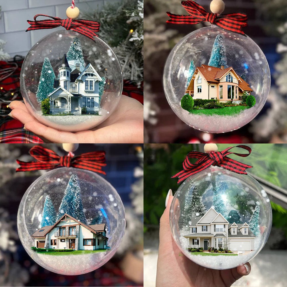 Personalized 3D Acrylic Ball Ornament - Christmas Gift For Family - New Home New Begingings House Photo AB