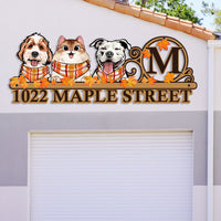 Thumbnail for Personalized Metal Sign - Gift For Pet Lover - Fall Dog Cat Address Monogram Sign Geargag