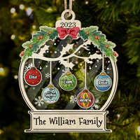 Thumbnail for Personalized Wooden & Acrylic Layered Ornament - Christmas Gift For Family - Christmas Ball With Name AC