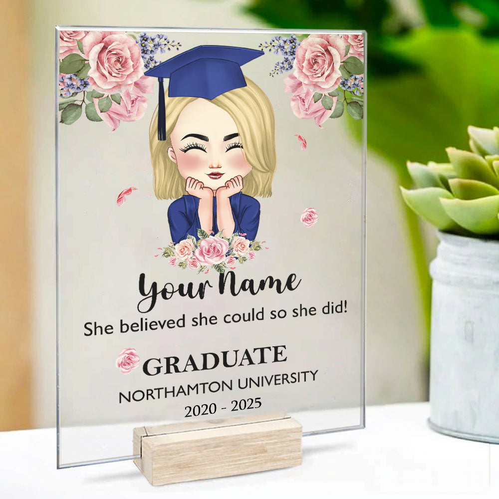 Personalized Face Senior Class Of 2025, Graduation Acrylic Plaque With Stand