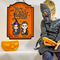 Thumbnail for Personalized Shaped Door Sign - Halloween Gift For Couple - Home Sweet Haunted Home AE