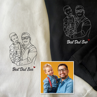 Thumbnail for Personalized Embroidered T-shirt, Sweater, Hoodie - Father's Day Gift - Best Dad Ever Line Drawing Photo CustomCat