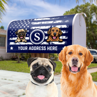 Thumbnail for Personalized Dog Cat 4th July Black & White American Flag Mailbox Cover, Gift For Dog Cat Lovers AF