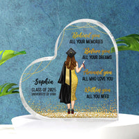 Thumbnail for Personalized Class Of 2025 Graduation Girl Heart Shaped Acrylic Plaque, Graduation Gift