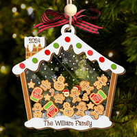 Thumbnail for Personalized Shaker Ornament - Christmas Gift For Family - A Candy House With Gingerbreads FC