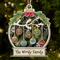 Thumbnail for Personalized Wooden & Acrylic Layered Ornament - Christmas Gift For Family - Christmas Ball With Name FC