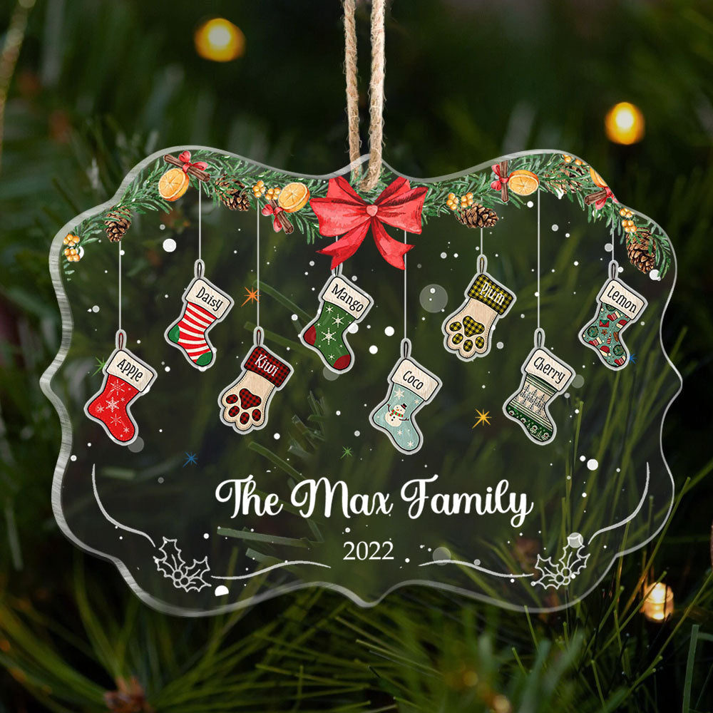 Custom Christmas Stockings Hanging Family Printed Acrylic Ornament, Christmas Gift FC