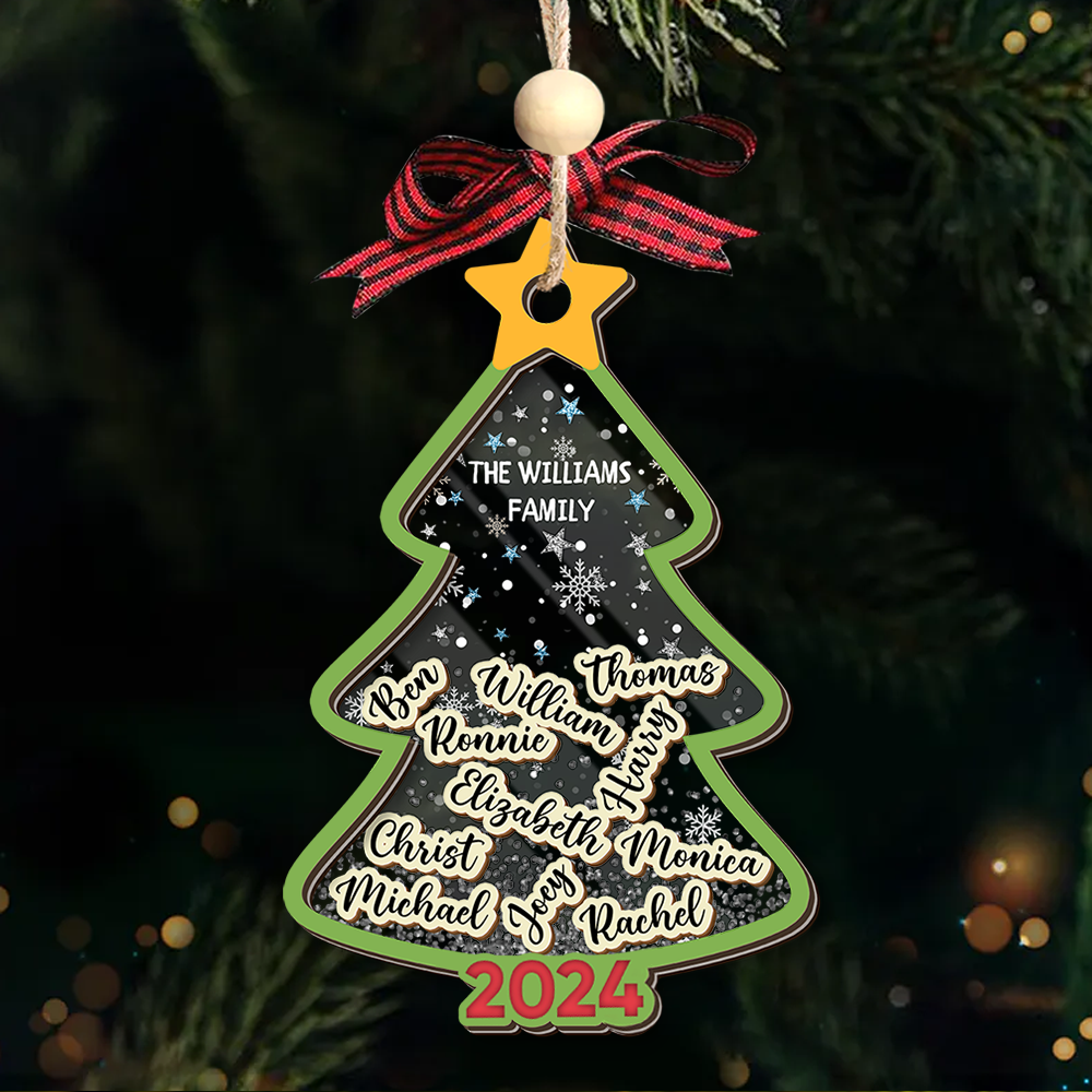 Personalized Shaker Ornament - Christmas Gift For Family - Christmas Tree With Names FC