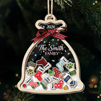 Thumbnail for Personalized Shaker Ornament - Christmas Gift For Family - Santa Sack Ornament With Names FC