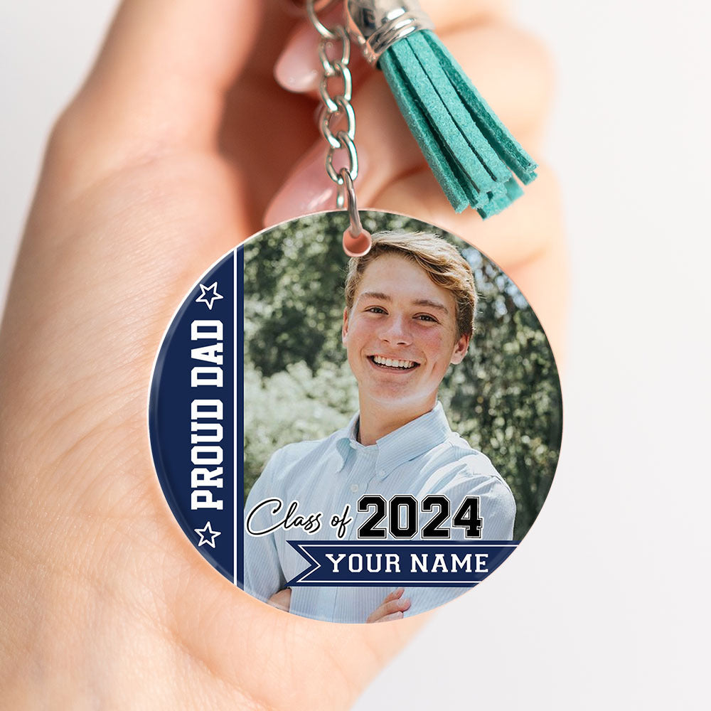 Personalized Congrats Class Of 2024 Acrylic Keychain With Tassel, Graduation Keepsake