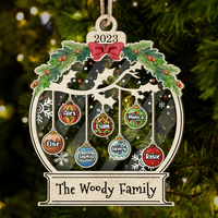 Thumbnail for Personalized Wooden & Acrylic Layered Ornament - Christmas Gift For Family - Christmas Ball With Name AC