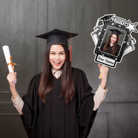 Thumbnail for Custom Certificate & Star Photo Graduation Face Fans With Wooden Handle, Gift For Graduation Party