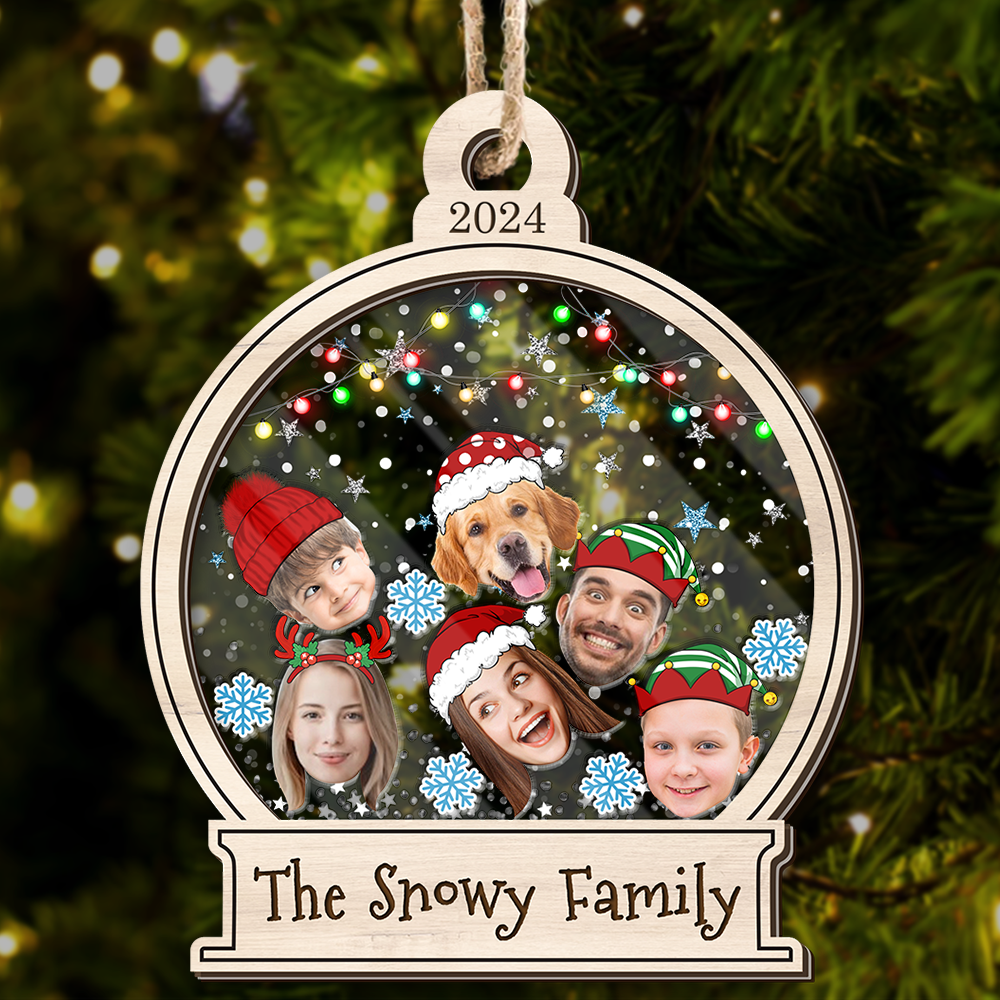 Personalized Shaker Ornament - Christmas Gift For Family - Cute Family Face Photo FC