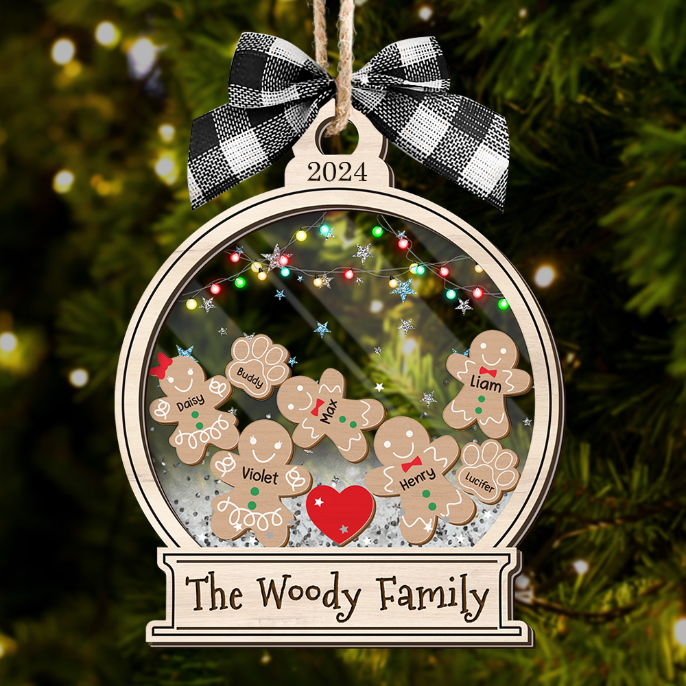 Personalized Shaker Ornament - Christmas Gift For Family - Gingerbread Family Cookies FC