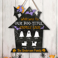 Thumbnail for Personalized Shaped Door Sign - Halloween Gift For Family - Welcome To Our Boo-tiful Family Lair AE