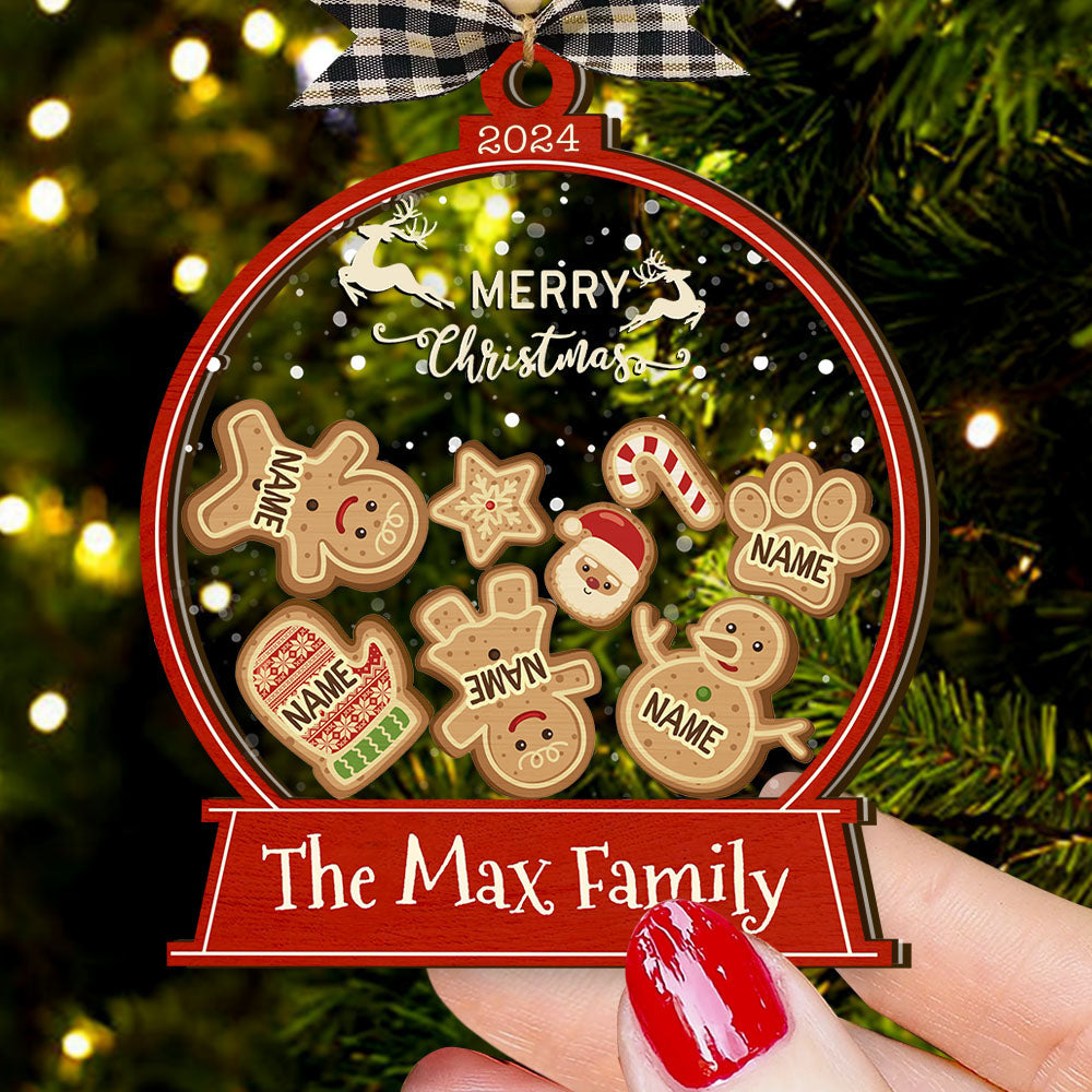 Personalized Shaker Ornament - Christmas Gift For Family - Happy Gingerbread Family FC