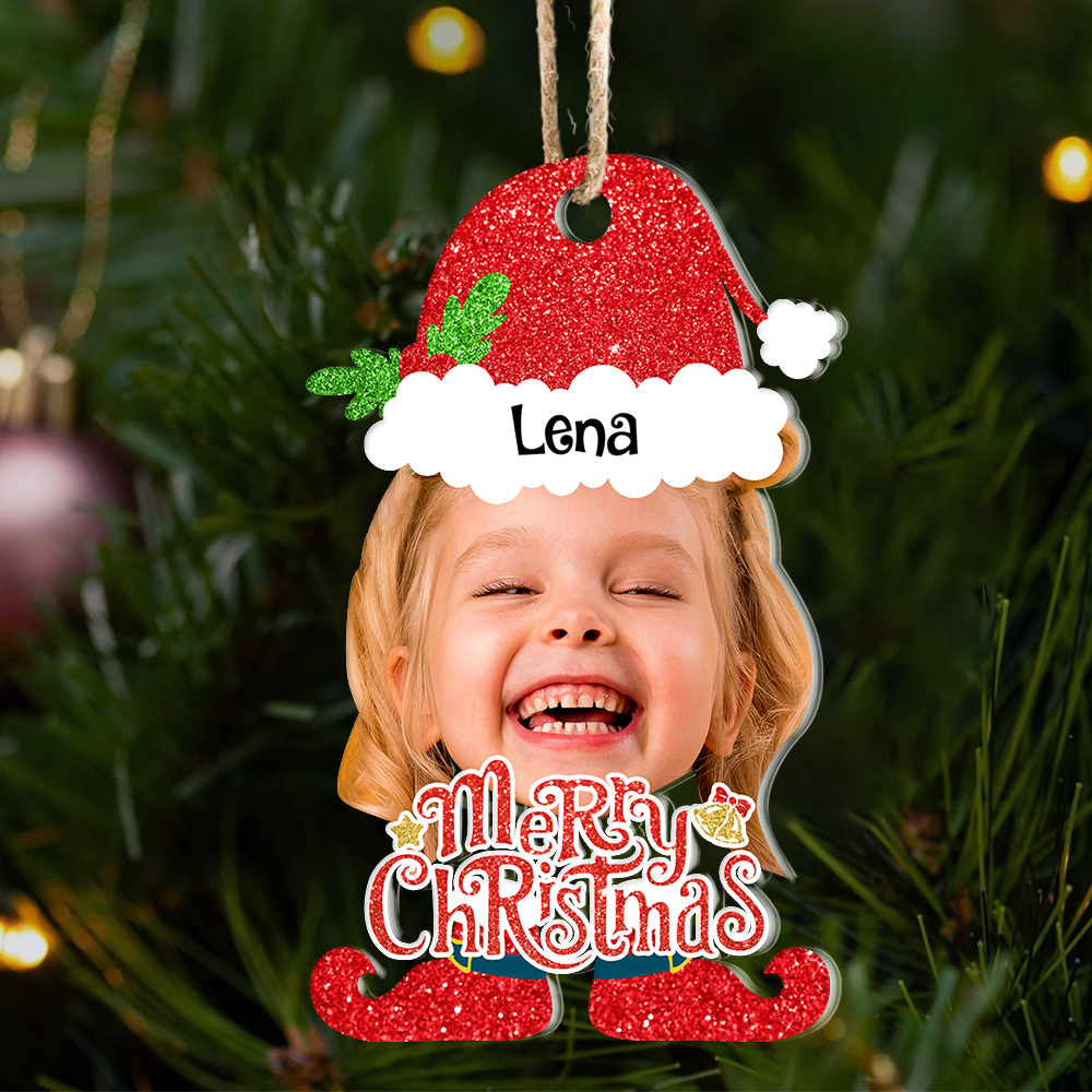 Personalized Acrylic Ornament - Christmas Gift For Family - Face Photo Santa Claus And Elf Costume AE