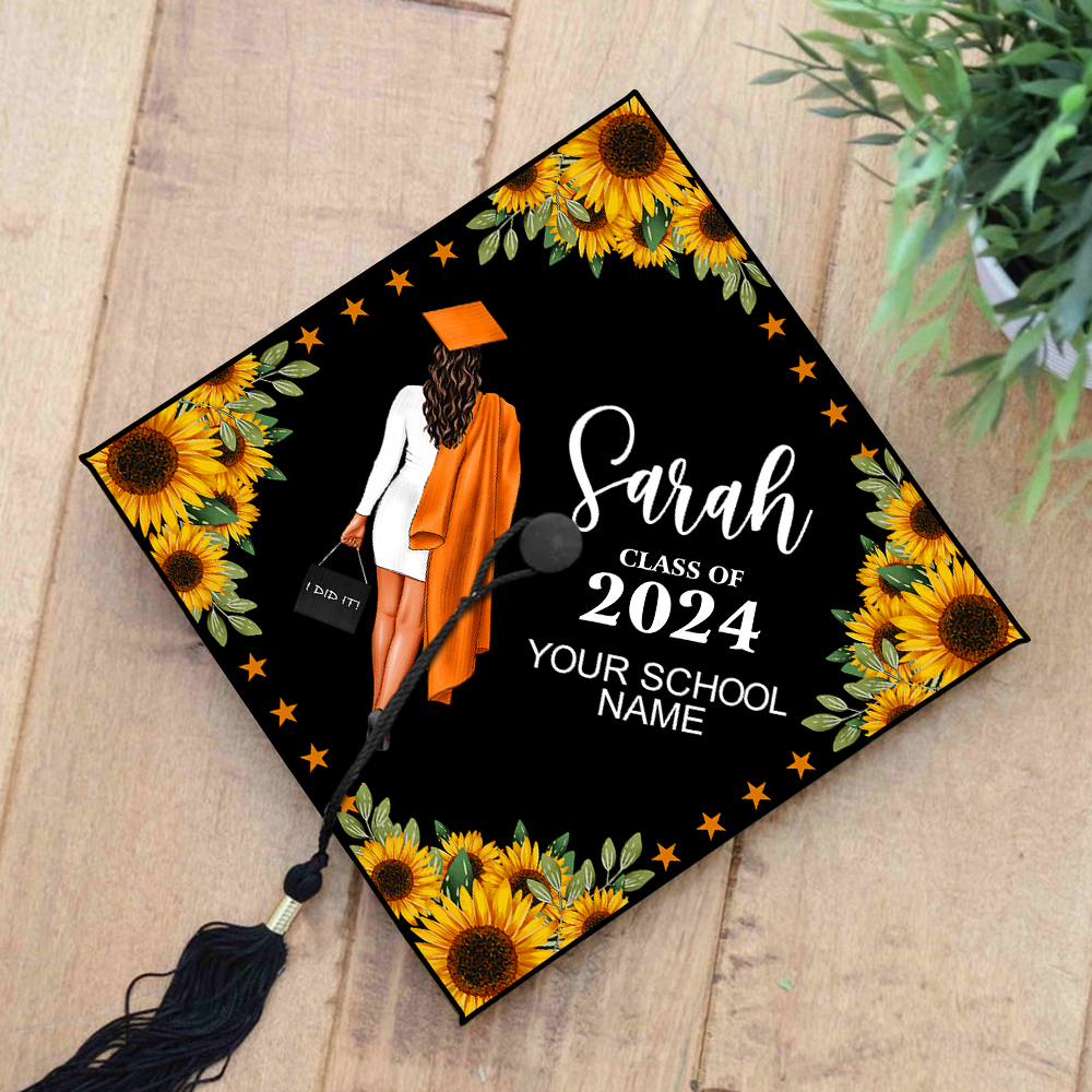 Personalized I Did It Floral Cap Topper, 2024 Graduation Keepsake Gift FC