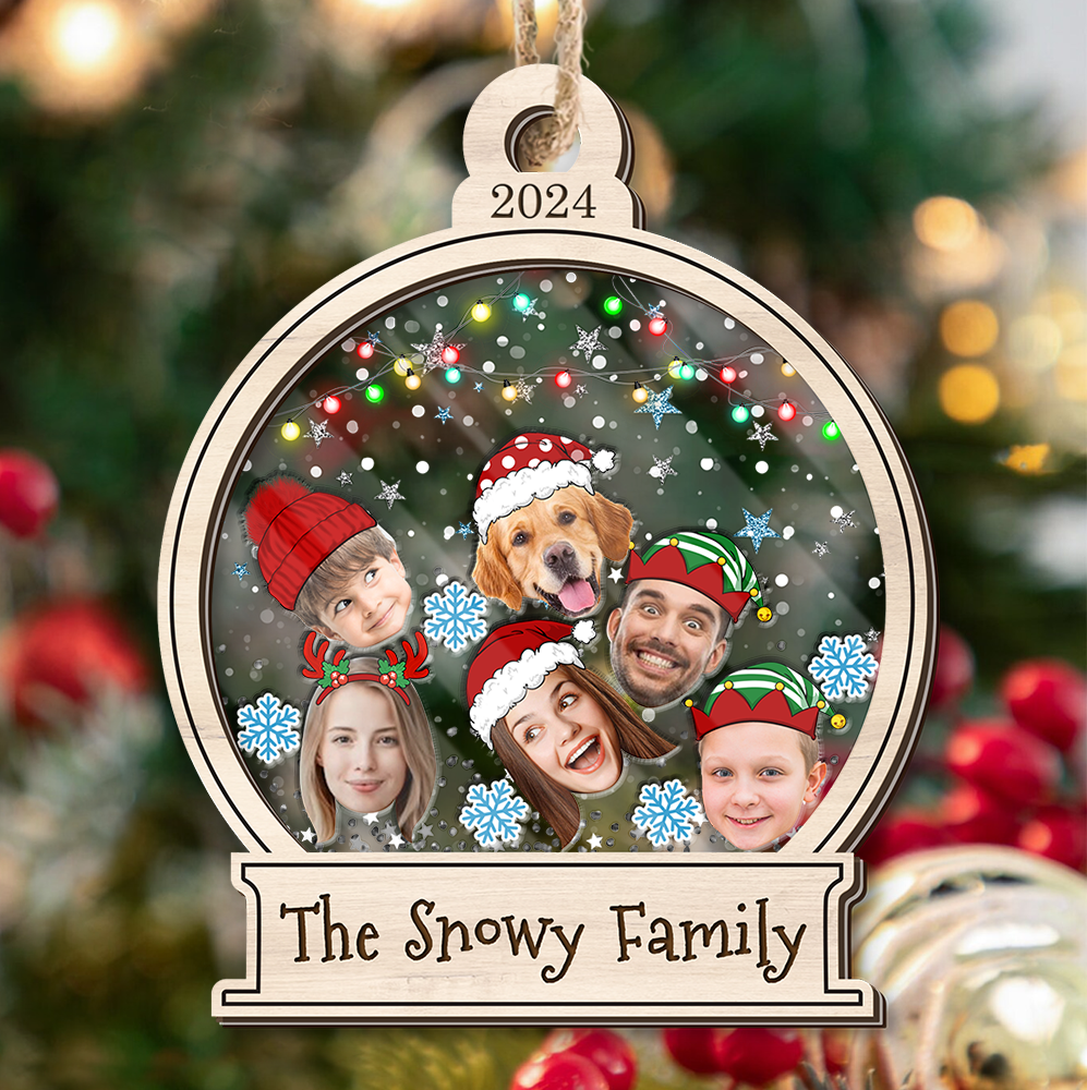 Personalized Shaker Ornament - Christmas Gift For Family - Cute Family Face Photo FC