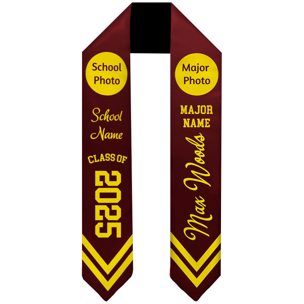 Custom School Logo & Major Photo Class Of 2025 Graduation Stoles/Sash, Graduation Gift