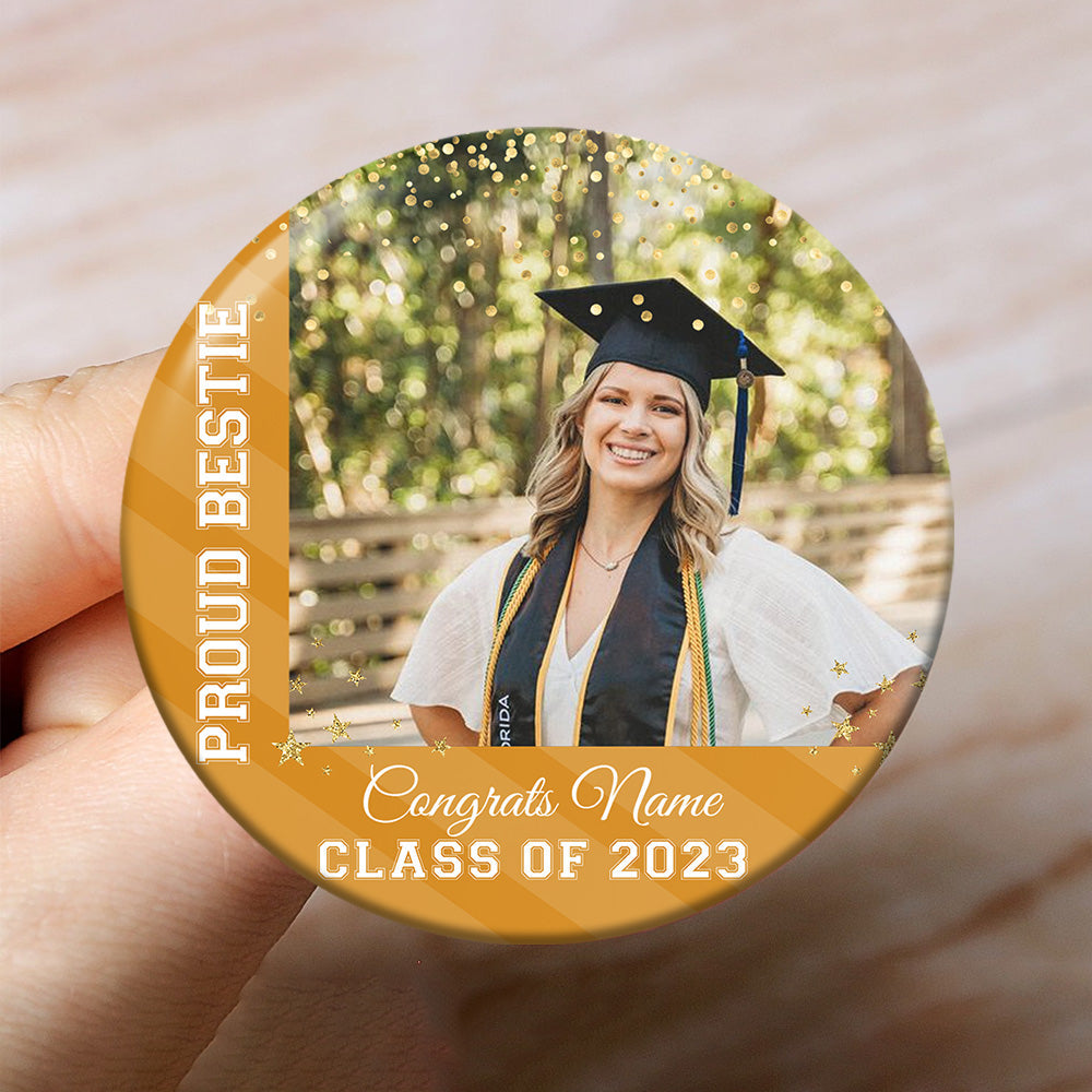 Custom Class Of 2025 Proud Mom Photo Graduation Badge Pin Button, Graduation Gift FC