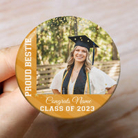 Thumbnail for Custom Class Of 2025 Proud Mom Photo Graduation Badge Pin Button, Graduation Gift FC