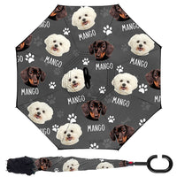 Thumbnail for Custom Dog Cat Photo With Name Windproof Reverse Upside Down C-Handle Double Layer Umbrella, Pet Lover Gift JonxiFon