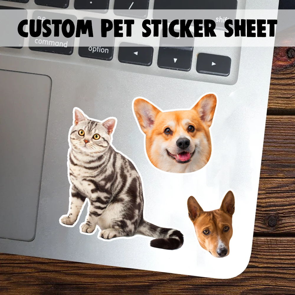 Personalized Pet Face And Body Photo Water-Resistant Stickers Sheet, Pet Lovers Decor and Craft Gift JonxiFon