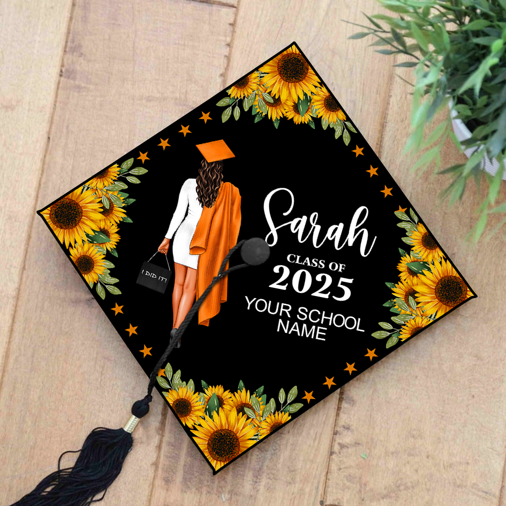 Personalized I Did It Floral Cap Topper, 2025 Graduation Keepsake Gift