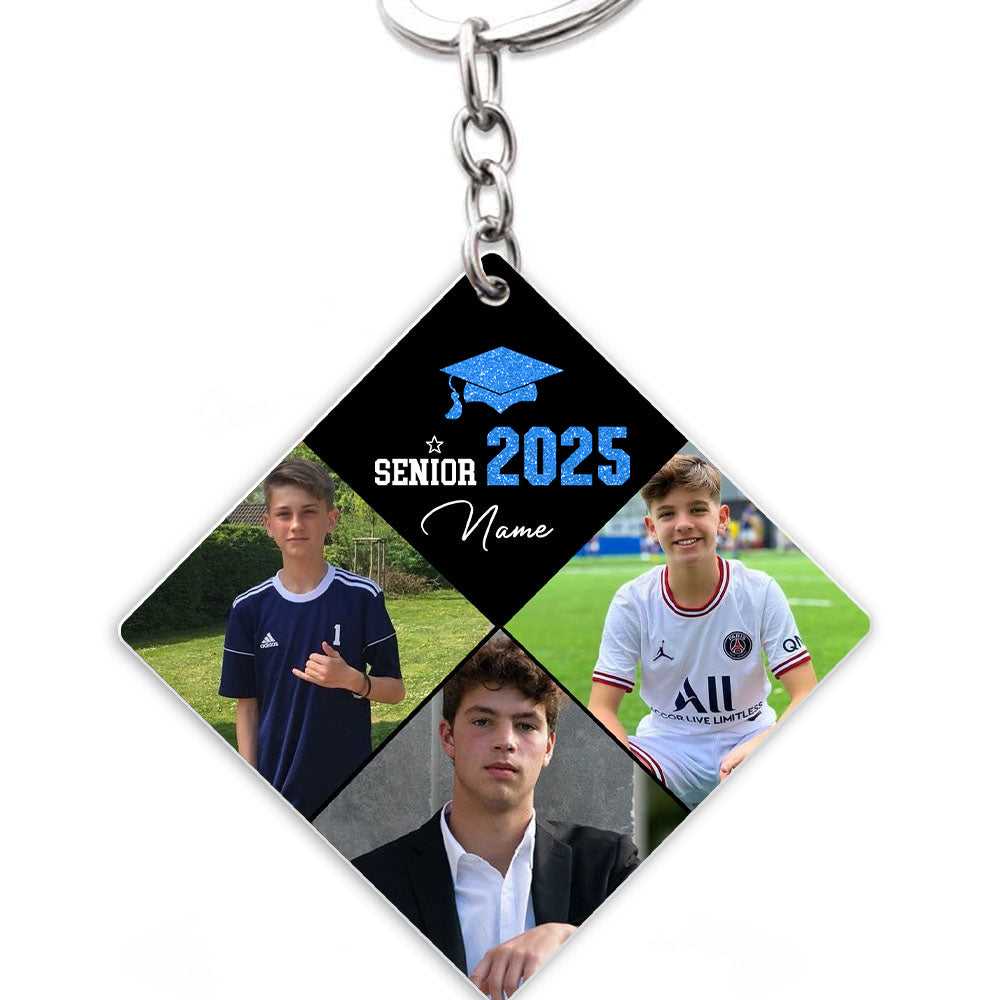 Personalized Graduation Cap Shaped Keychain With Growing-Up Photos, A Unique Graduation Keepsake Gift For 2025 Seniors