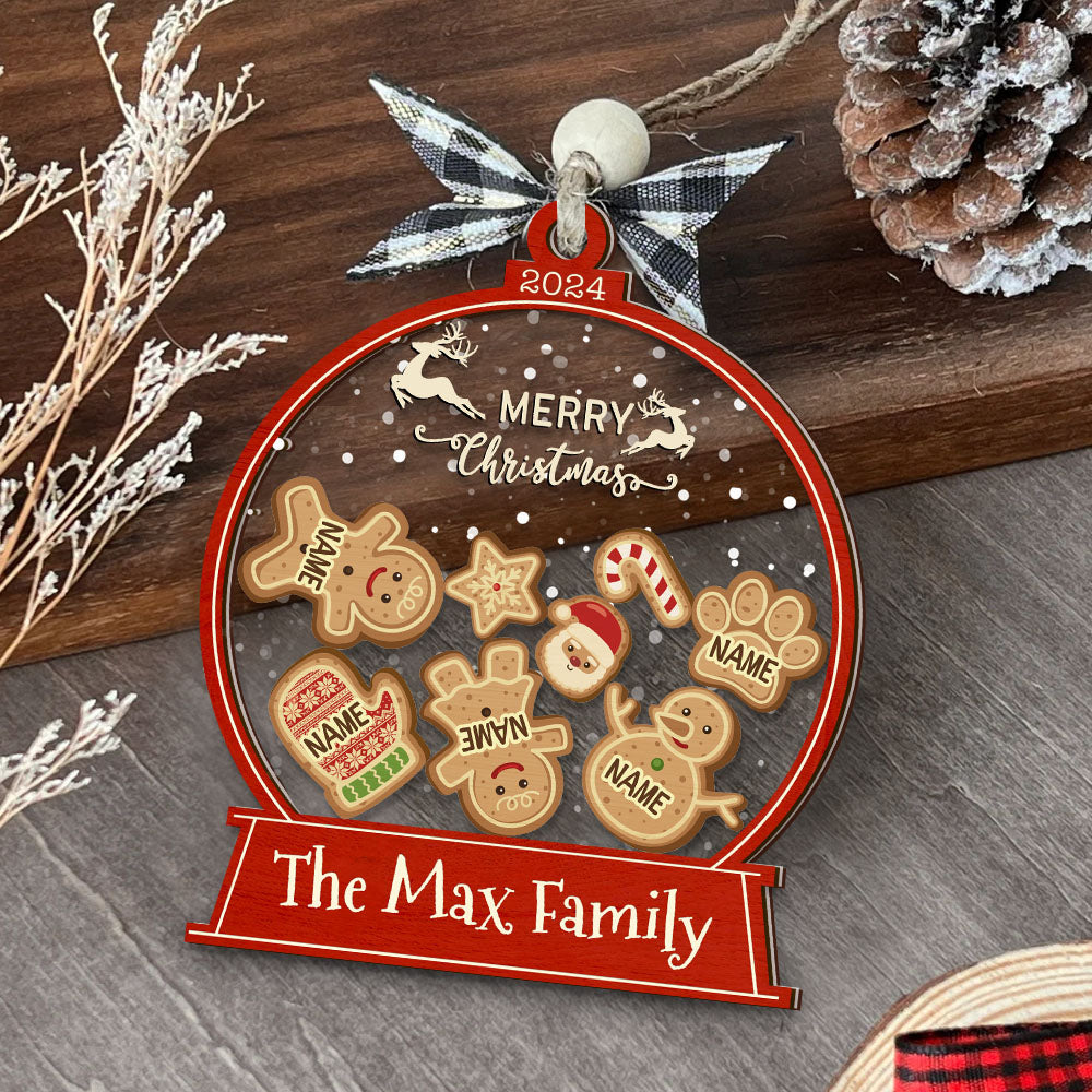 Personalized Shaker Ornament - Christmas Gift For Family - Happy Gingerbread Family FC