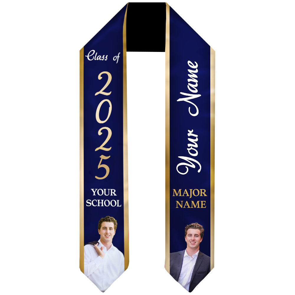 Custom 2 Photos Class of 2024 Graduation Stoles/Sash, Graduation Gift FC