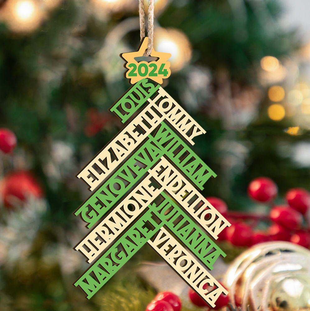 Personalized Wooden Ornament Cutout - Christmas Gift For Family - 2023 Family Christmas Tree FC