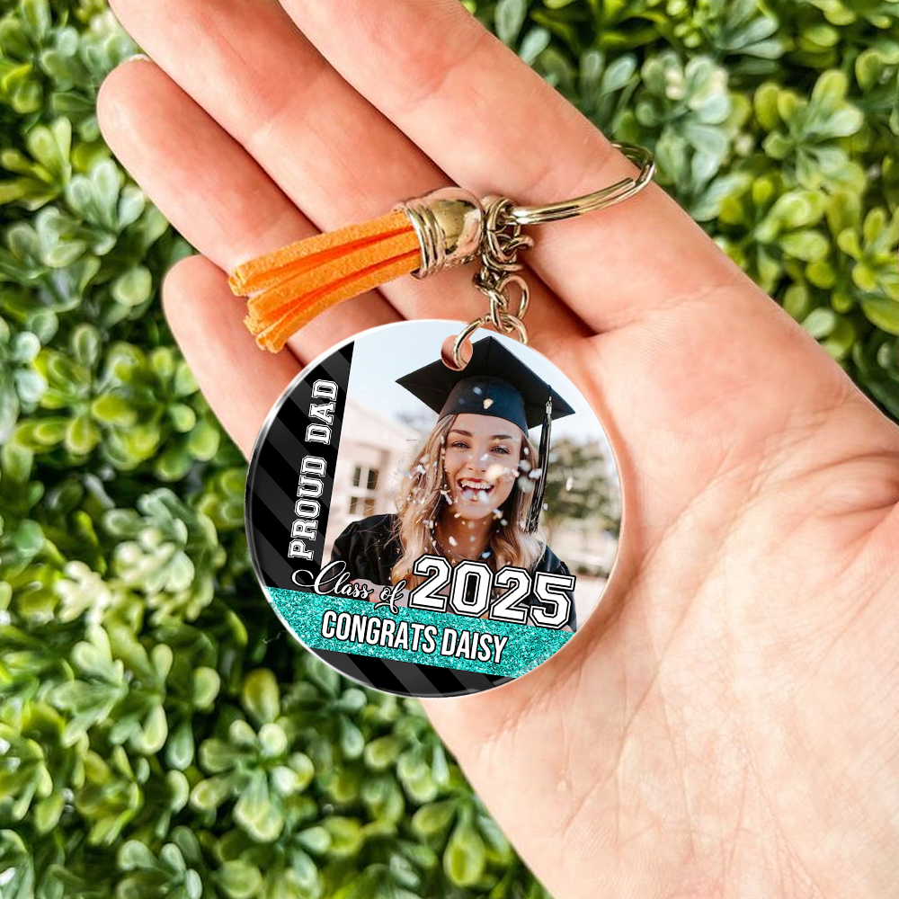 Personalized Proud Family Class of 2025 Graduation Acrylic Keychain With Tassel, Graduation Keepsake