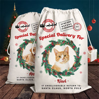 Thumbnail for Personalized Christmas Bag - Christmas Gift For Family & Pet Lover - Photo With Round Wreath AB