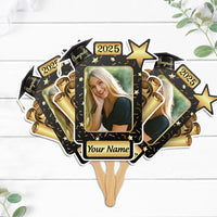 Thumbnail for Custom Certificate & Star Photo Graduation Face Fans With Wooden Handle, Gift For Graduation Party