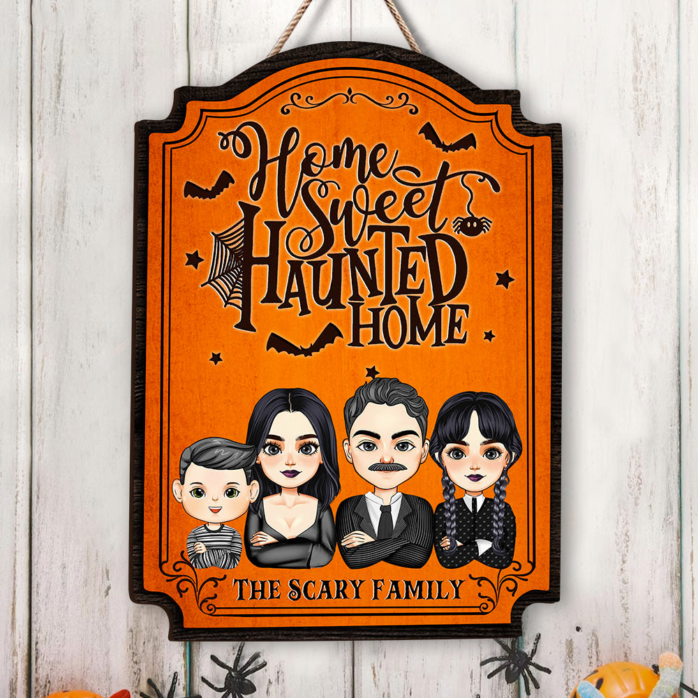Personalized Shaped Door Sign - Halloween Gift For Family - Home Sweet Haunted Home AE