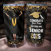 Thumbnail for Congratulations Class of 2025 Personalized Glitter Tumbler, Graduation Gift